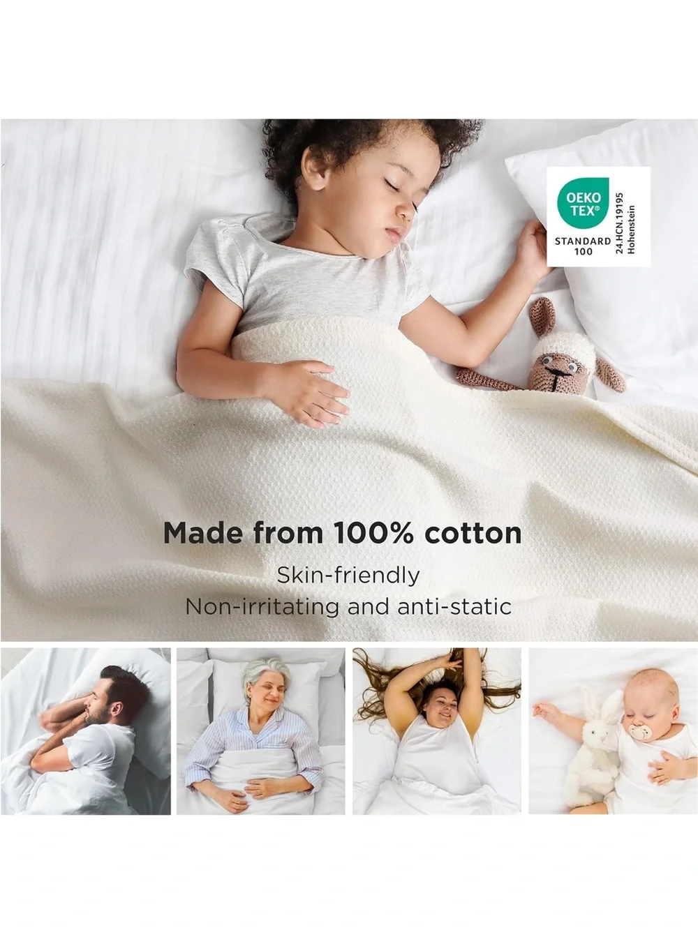 NEW Bedsure GentleSoft 100% Cotton Large Herringbone Blanket, Oversized King
